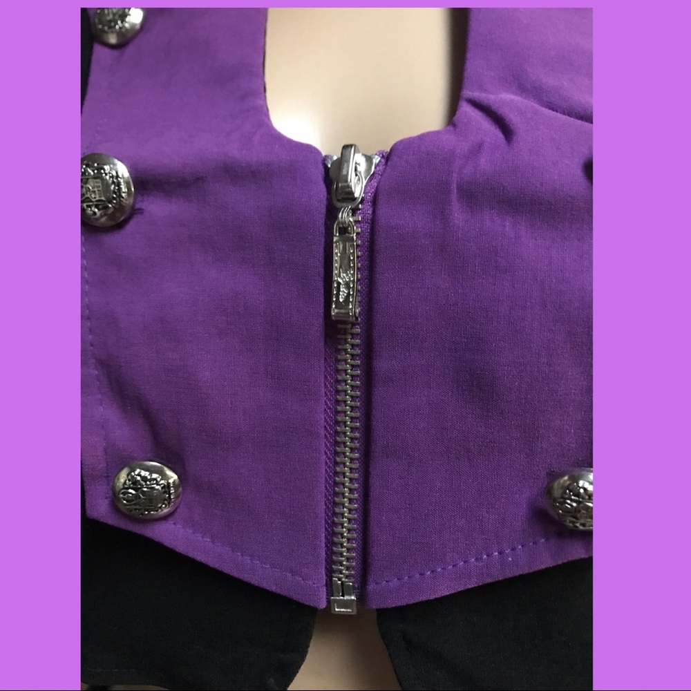 Black and Purple Cropped Vest - Picture 3 of 6